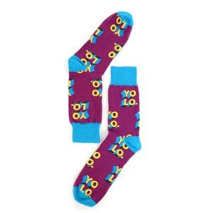 PARQUET YOLO Purple Mens Novelty Artsy Socks